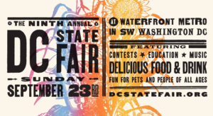 Colorful Washington DC State Fair ticket-like poster